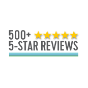 Image that says 500+ 5-star reviews